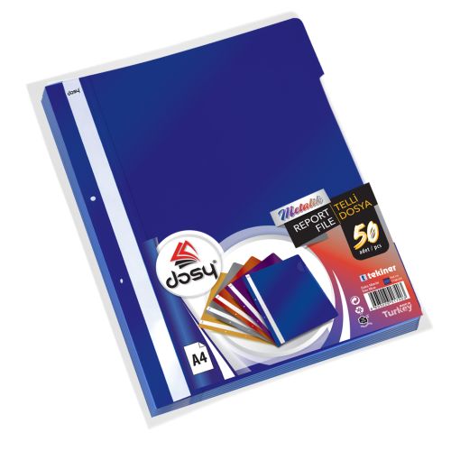 Папка с машинка и перфорация DOSY Metallic A4, PP, 180 mic, нощно синьо