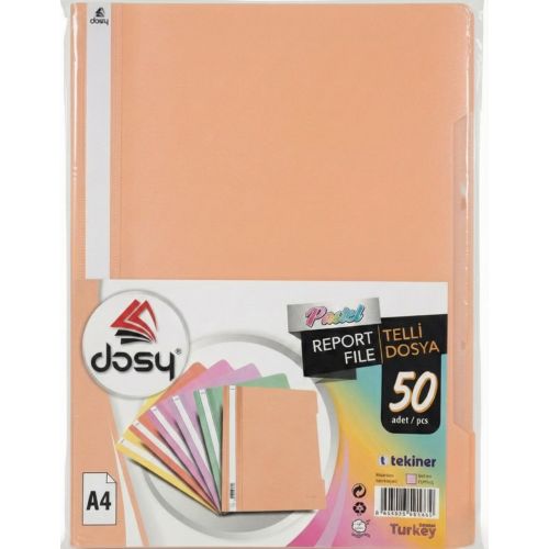 Папка с машинка и перфорация DOSY Pastel A4, PP, 180 mic, праскова