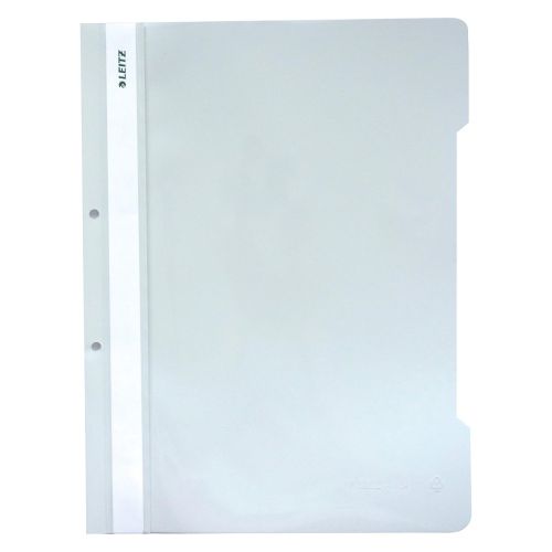Папка с машинка и перфорация LEITZ, A4, PP 170 mic, кристал, бяла 1