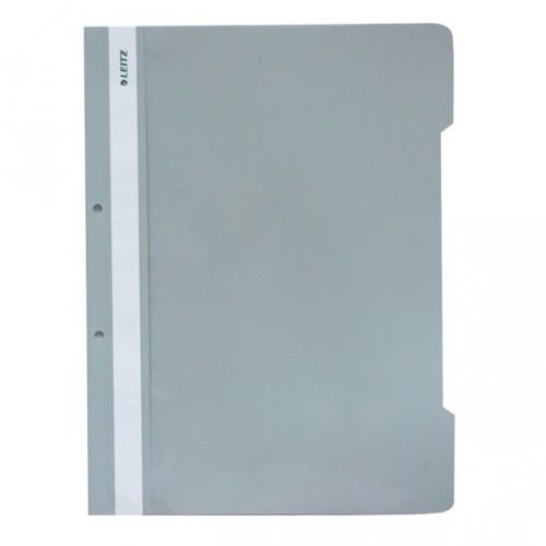 Папка с машинка и перфорация LEITZ, A4, PP 170 mic, кристал, сива 1