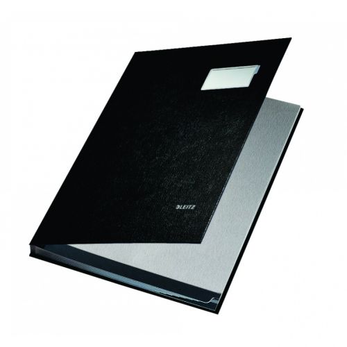 Папка за подписи LEITZ, 240х340 мм, A4+,  рециклиран картон 700 г с РР фолио, 10 отделения, черна 1