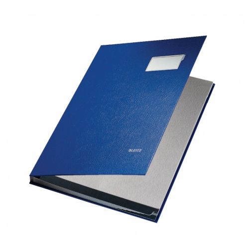 Папка за подписи LEITZ, 240х340 мм, A4+,  рециклиран картон 700 г с РР фолио, 10 отделения, синя — Joya.bg