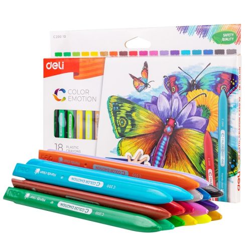 Пастели пластик Deli Color Emotion EC20010, ф 8 мм, 60 мм, 18 цвята — Joya.bg 1