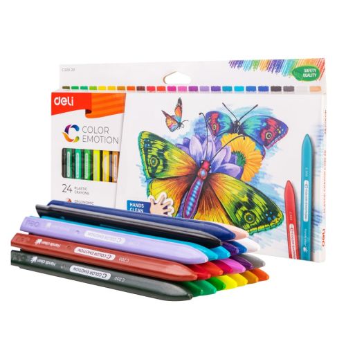 Пастели пластик Deli Color Emotion EC20020, ф 8 мм, 60 мм, 24 цвята — Joya.bg 1