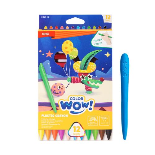 Пастели пластик Deli Color wow! EC229-12, ф 11 мм, 107 мм, 12 цвята — Joya.bg 1