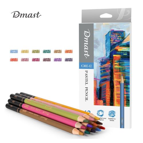 Пастелни цветни моливи Deli Dmast EC302-12, кръгло тяло, 12 цвята 1