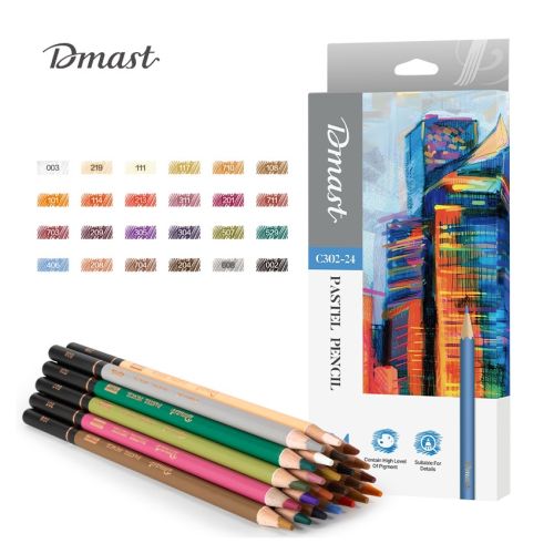 Пастелни цветни моливи Deli Dmast EC302-24, кръгло тяло, 24 цвята 1