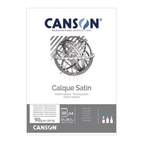 Паус хартия Canson Calque Satin, А3, 90 г, мат, кутия 50 л. 1