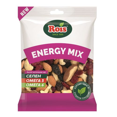 Печени ядки Rois MiХ Energy, стафиди, кашу, черв. боров., бадеми, браз. ядки и лешници, пакет 150 г — Joya.bg