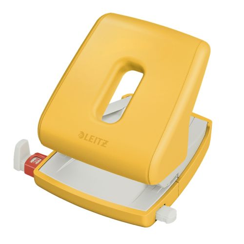Перфоратор LEITZ Cosy, за 30 л.(80 г), с ограничител, 137x109x131 мм,  пластмаса + метал, жълт — Joya.bg 1