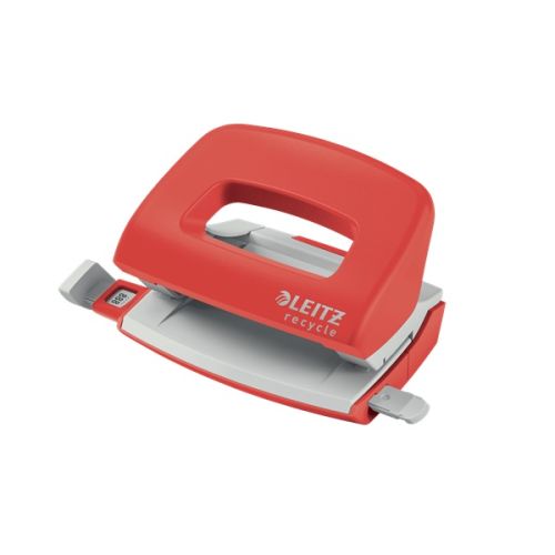 Перфоратор LEITZ NeXXt Recycle, за 10 л.(80 г), ограничител, 100x70x81 мм, пластмаса + метал, червен — Joya.bg 1