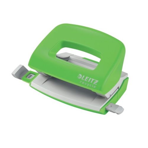 Перфоратор LEITZ NeXXt Recycle, за 10 л.(80 г), ограничител, 100x70x81 мм, пластмаса + метал, зелен — Joya.bg 1