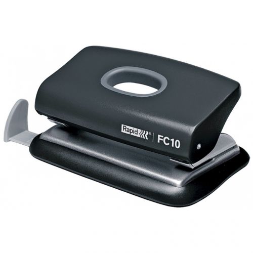 Перфоратор Rapid FC10, за 10 л.(80 г), с ограничител, 104x49x72 мм, ABS + метал, черен — Joya.bg