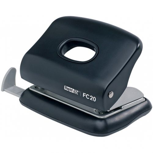 Перфоратор Rapid FC20, за 20 л.(80 г), с ограничител, 91x55x112 мм, ABS + метал, черен — Joya.bg