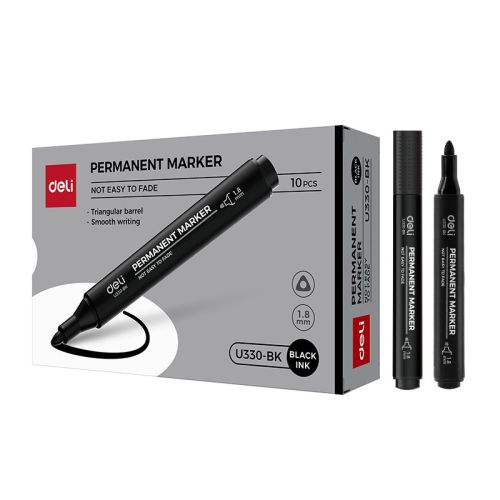 Перманентен маркер Deli EU330-BK, объл връх 1.8 мм, черен 1