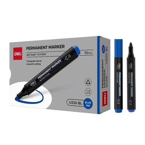 Перманентен маркер Deli EU330-BL, объл връх 1.8 мм, син 1