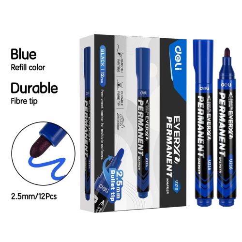 Перманентен маркер Deli EveryU EU216-BL, объл връх 2.5 мм, син 1