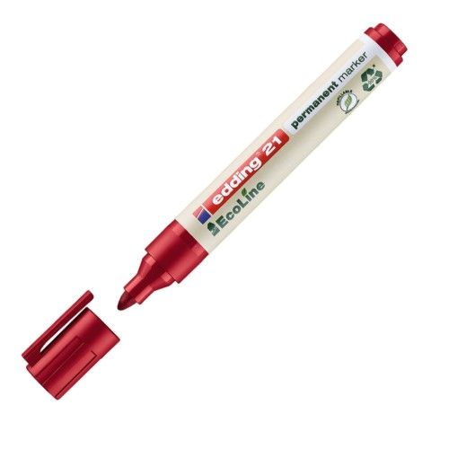 Перманентен маркер edding 21 EcoLine, объл връх 1.5-3 мм, червен — Joya.bg
