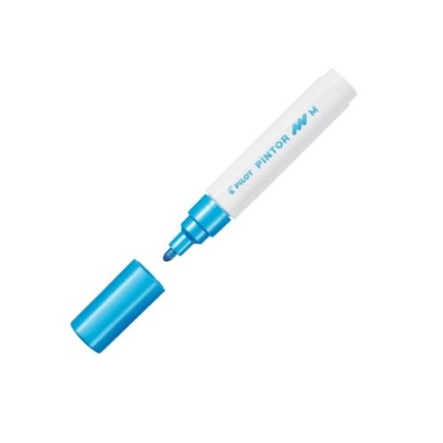 Перманентен маркер PILOT PINTOR METAL M, объл връх 4.5 мм, металиково син — Joya.bg 1
