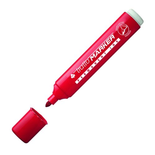Перманентен маркер tratto MARKER, объл връх 4.7 мм, червен — Joya.bg
