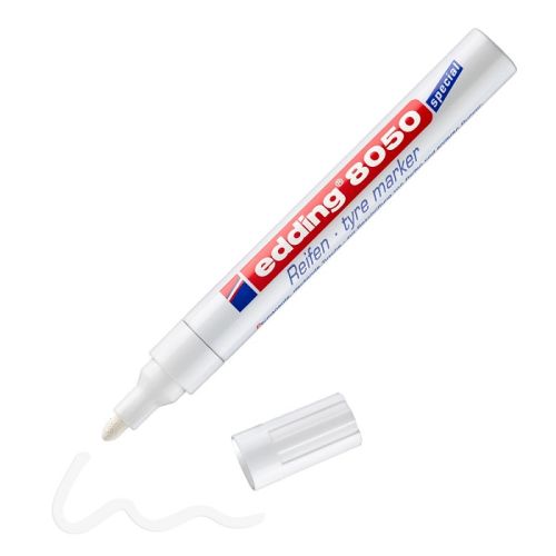 Перманентен маркер за автомобилни гуми edding 8050, объл връх 2-4 мм, бял — Joya.bg 1