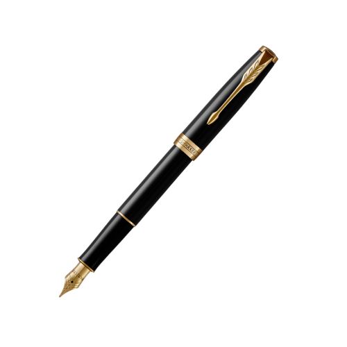 Писалка PARKER Royal Sonnet Lacquer Black GT, месингово тяло, позлатен клип, черен 1