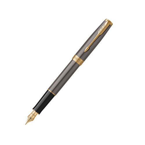 Писалка PARKER Royal Sonnet Lacquer Grey GT, месингово тяло, позлатен клип, черен 1