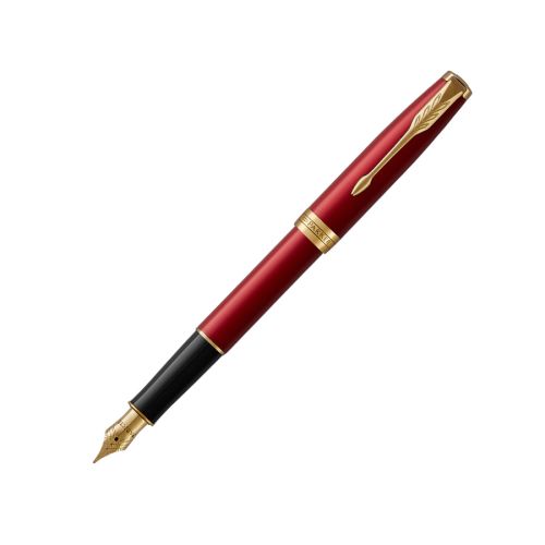 Писалка PARKER Royal Sonnet Lacquer Red GT, месингово тяло, позлатен клип, черен 1