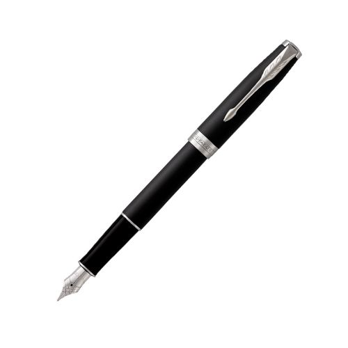 Писалка  PARKER Royal Sonnet Matte Black CT, месингово тяло, хромиран клип, черен 1
