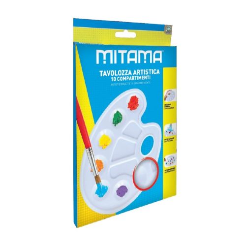 Пластмасова палитра за бои MITAMA, 10 отделения, 230х170 мм, бяла — Joya.bg 1