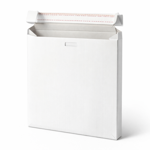 Плик дело с дъно, 320х440х50 мм, лепен и щанцован, с фалта, 120 г, крафт бял рипс 