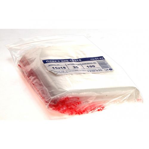 Плик с цип Extrapack, LDPE, 35 mic, кристален, 150х180 мм, опаковка 100 бр.