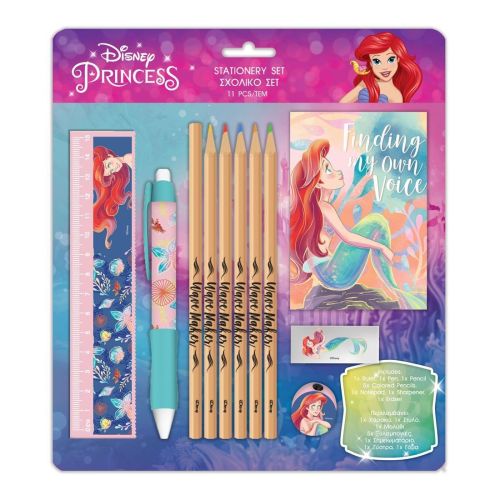 Подаръчен комплект ARIEL от 11 части - линийка, острилка, цветни моливи, химикалка и др. — Joya.bg