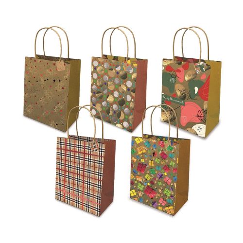 Подаръчна торбичка с картичка MITAMA Natural, еко хартия, 320x256x125 мм, микс цветове — Joya.bg