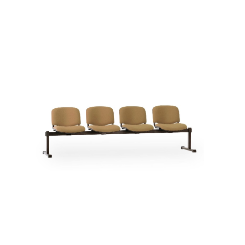Посетителска пейка с четири места ISO C4, дамаска, черна метална база, бежова 1