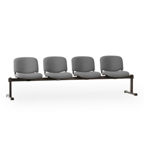 Посетителска пейка с четири места ISO V4, екокожа, черна метална база, светлосива 1