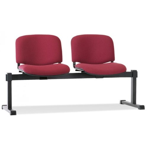 Посетителска пейка с две места ISO C2, дамаска, черна метална база, червена 1