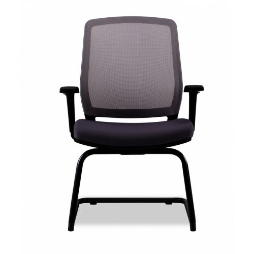 Посетителски стол DAWON COBI, мрежа и дамаска, черна метална база, фиксирани подлакътници, черен — Joya.bg 1