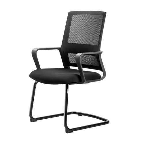 Посетителски стол Deli COMO, мрежа и дамаска, черна метална база, фиксирани подлакътници, черен — Joya.bg 1