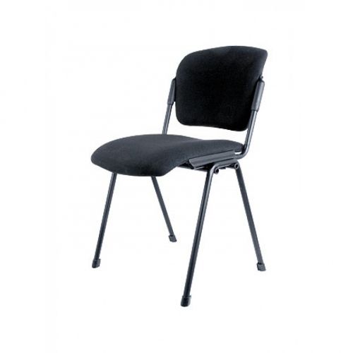 Посетителски стол Era Black, дамаска, черна метална база, без подлакътници, черен — Joya.bg 1