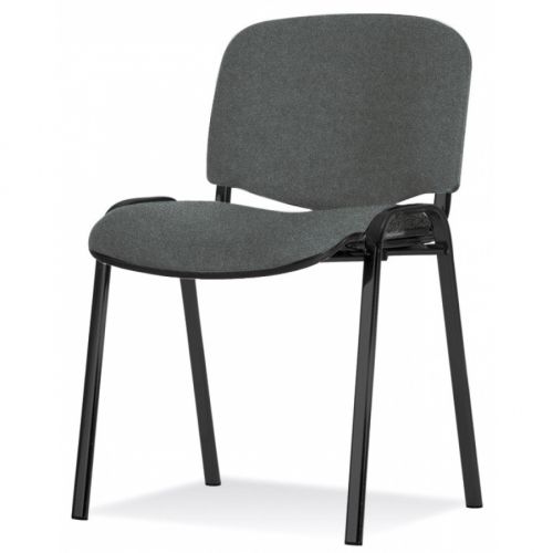 Посетителски стол Iso Black, дамаска, черна метална база, сив — Joya.bg