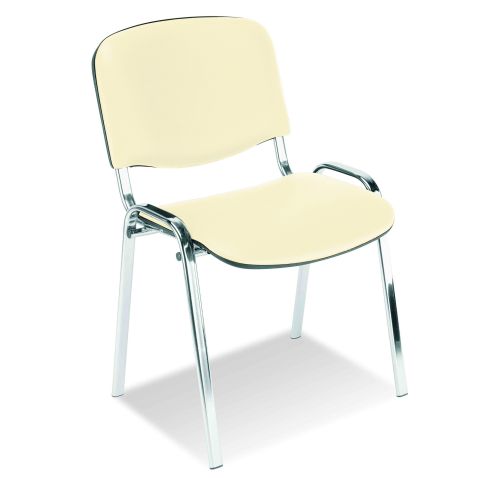 Посетителски стол Iso Chrome, еко кожа, база хромиран метал, бежов — Joya.bg 1