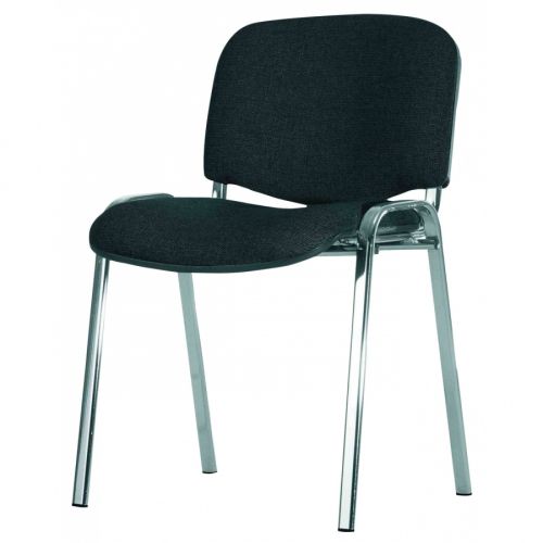 Посетителски стол Iso Chrome, еко кожа, база хромиран метал, черен — Joya.bg