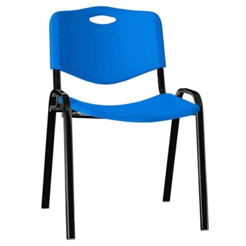 Посетителски стол Iso Plastic Black, PP седалка и облегалка , черна метална база, син — Joya.bg 1
