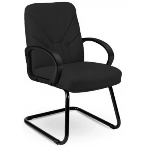 Посетителски стол Manager CF/LB SP, естествена кожа, метална база черна, фикс. подлакътници, черен — Joya.bg 1