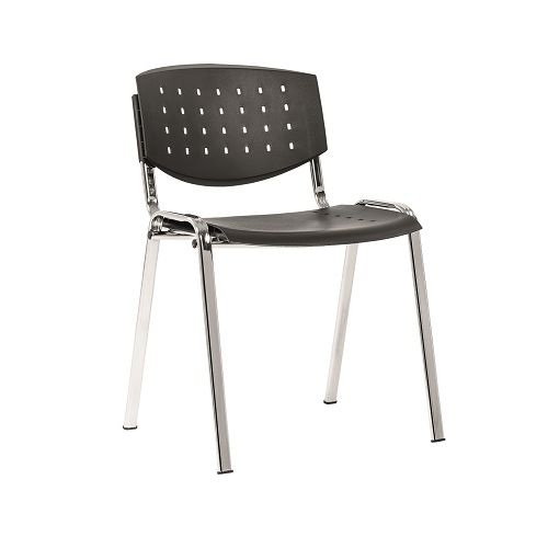 Посетителски стол TAURUS PC LAYER  метална база хром, черна пластмаса, без подлакътници — Joya.bg