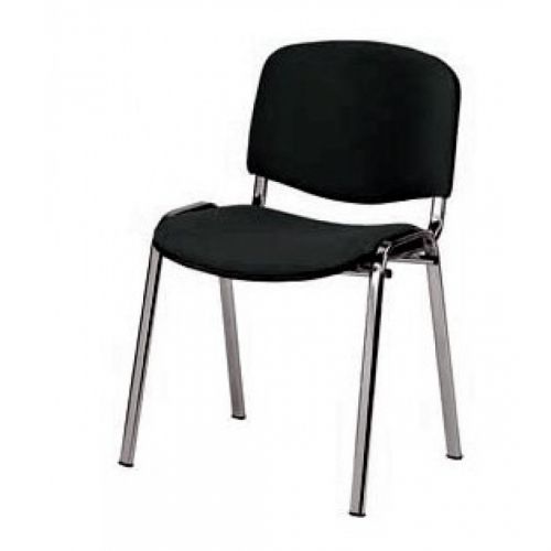 Посетителски стол TAURUS TC C, дамаска, метална база хром, без подлакътници, черен — Joya.bg