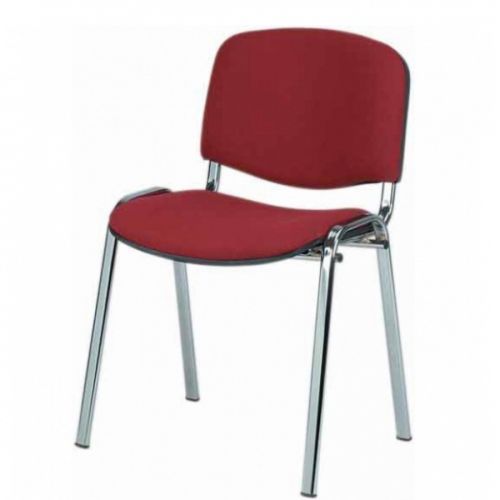 Посетителски стол TAURUS TC C, дамаска,  метална база хром, без подлакътници, червен — Joya.bg