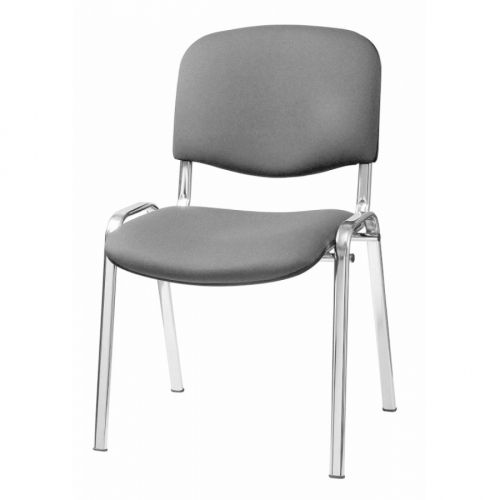 Посетителски стол TAURUS TC C, дамаска, метална база хром, без подлакътници, сив — Joya.bg