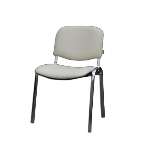 Посетителски стол TAURUS TC S, еко кожа, метална база хром, без подлакътници, бял — Joya.bg